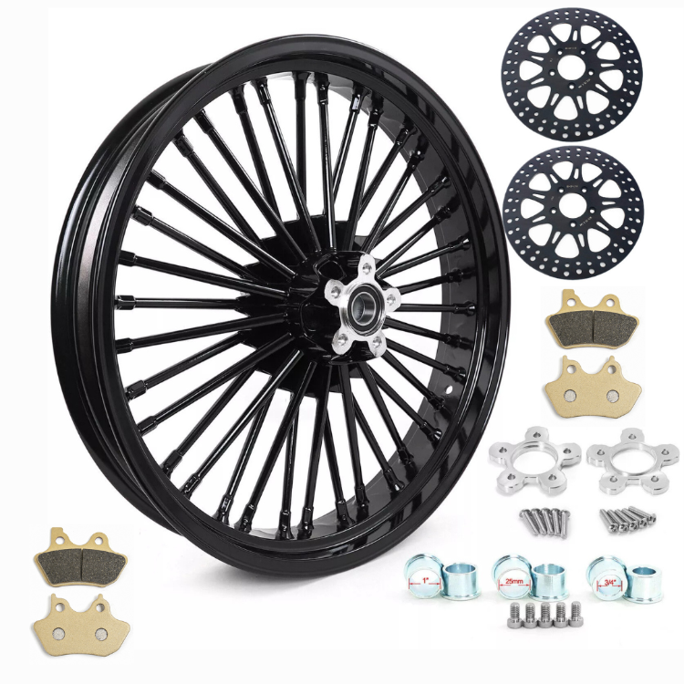21×3.5 Front Dual Disc Wheel Rim Rotors Kit for Harley Touring Road Glide Electra Glide Ultra 1984-2008