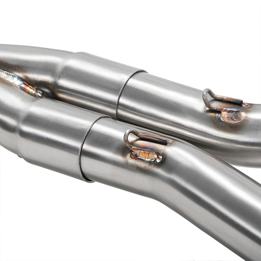 2 into 1 Brushed  Shorty Exhaust Pipes for Harley Davidson M8 Bagger 2017-2020 / Indian Challenger 2020-Up