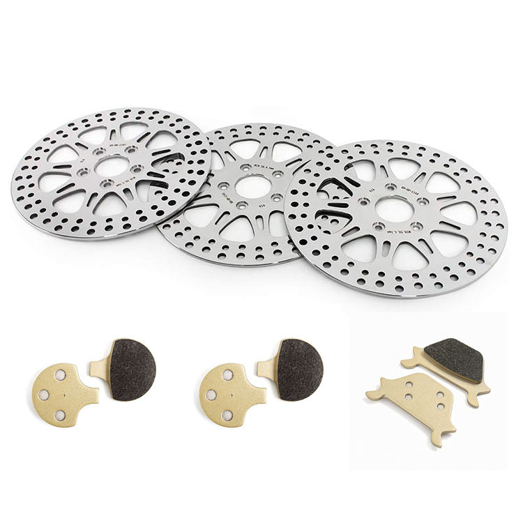 For Harley Davidson Dyna FXD FXDL FXDWG FXR FXRS FXRT FXRD FXLR Late 1987-1999 11.5 Inch Front Rear Brake Rotors Pads
