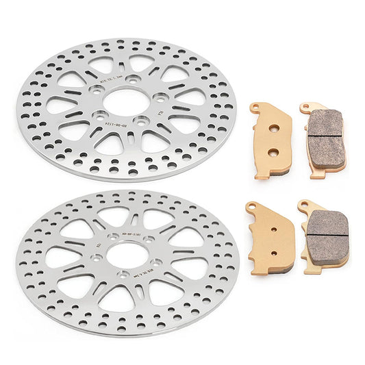 For Harley Davidson Sportster XL883L Superlow / XL883N Iron 2011-2013 / XL1200L Low 2007-2011 11.5 Front 10.2 Rear Brake Rotors Pads