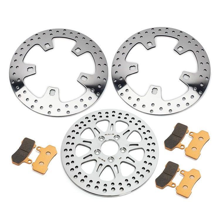 For Harley Davidson Touring FLHX Street Glide 2014-2023 / FLHXSE CVO Street Glide 2021-2022 11.8 Inch Front Rear Brake Rotors Pads