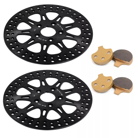 For Harley Dyna FX FXE FXS 1984-1986 / FXD FXDL FXDWG FXR FXRS FXRT FXRD FXLR 1984-Early 1987 11.5 Inch Front Brake Rotors Pads