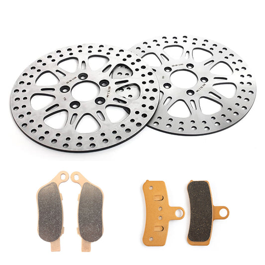 For Harley Davidson FXSTC Softail Custom 2008-2010 / FXS Blackline 2011-2013 / FXSB Breakout 2013-2014 11.5 Front Rear Brake Rotors Pads