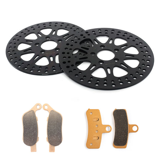 For Harley Davidson Softial FLS Slim 2012-2014 / FXCW Rocker / FXSTB Night Train 2008-2009 11.5 Inch Front Rear Brake Rotors Pads
