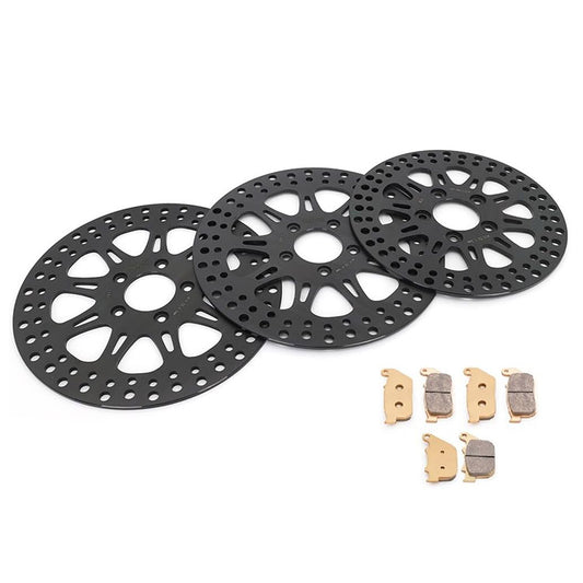 For Harley Sportster XL883R Roadster (Cast Wheel) 2011-2013 11.5 Front 10.2 Rear Brake Rotors Pads