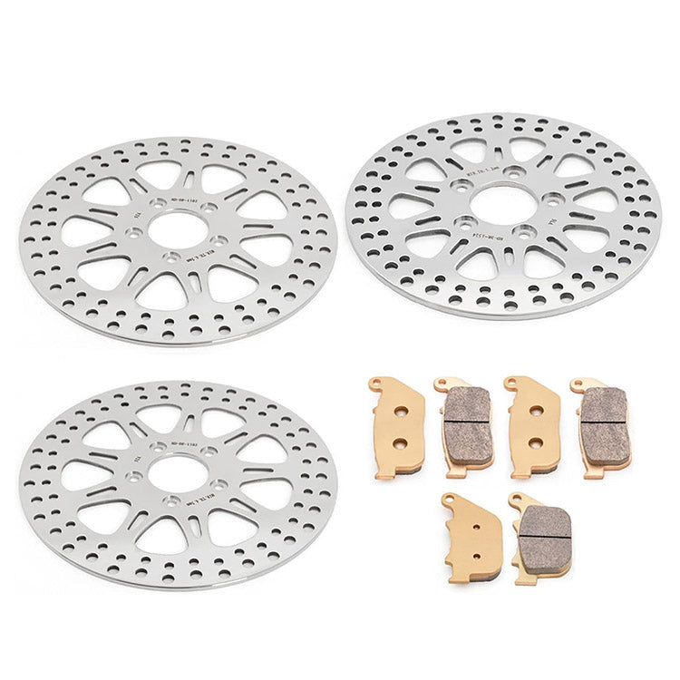 For Harley Sportster XL883R Roadster (Cast Wheel) 2011-2013 11.5 Front 10.2 Rear Brake Rotors Pads