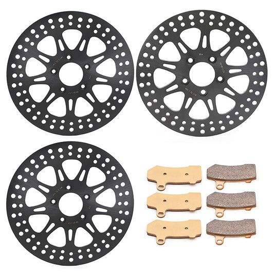 For Harley Touring FLHT Electra Glide Standard 2008-2010 / FLHTC Electra Glide Classic 2008-2012 11.8 Inch Front Rear Brake Rotors Pads