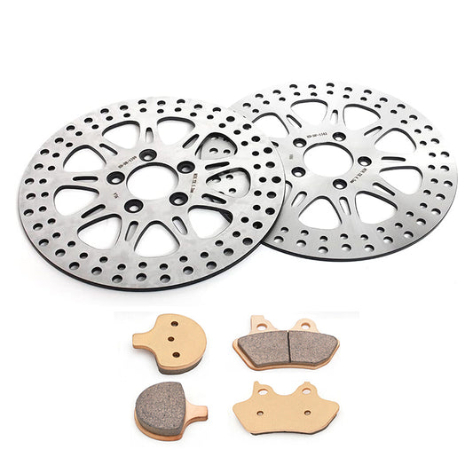 For Harley FLSTS Heritage Springer 2000-2003 / FLSTSC FLSTSCI Springer Softail Classic 2005-2007 11.5 Inch Front Rear Brake Rotors Pads