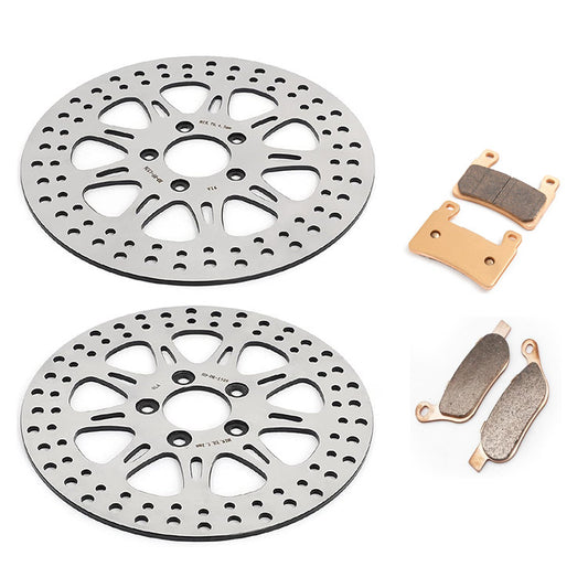 For Harley FLS Softail Slim / FLSTC Heritage Softail Classic / FLSTF Fat Boy 2015-2017 11.8 Front 11.5 Rear Brake Rotors Pads