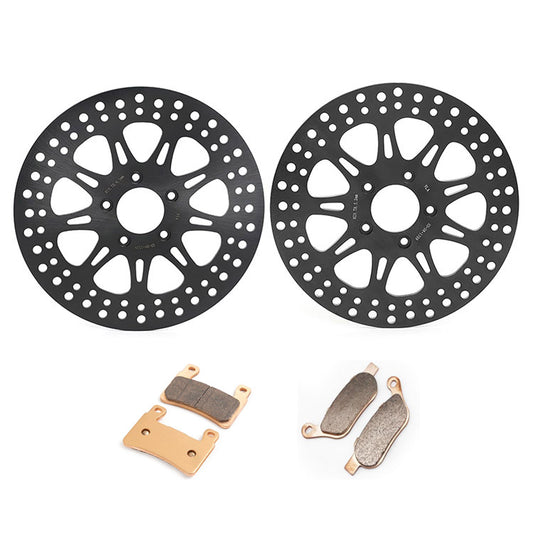 For Harley FLSTFB Softail Fat Boy Lo / FLSTN Softail Deluxe 2015-2017 / FXST Softail Standard 2015 11.8 Front 11.5 Rear Brake Rotors Pads
