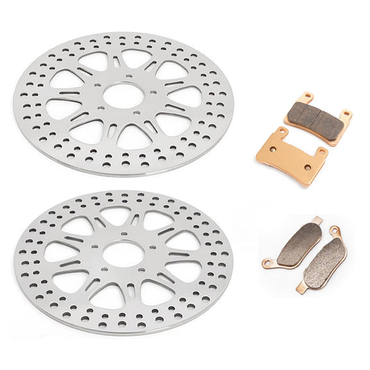 For Harley FLSTFB Softail Fat Boy Lo / FLSTN Softail Deluxe 2015-2017 / FXST Softail Standard 2015 11.8 Front 11.5 Rear Brake Rotors Pads