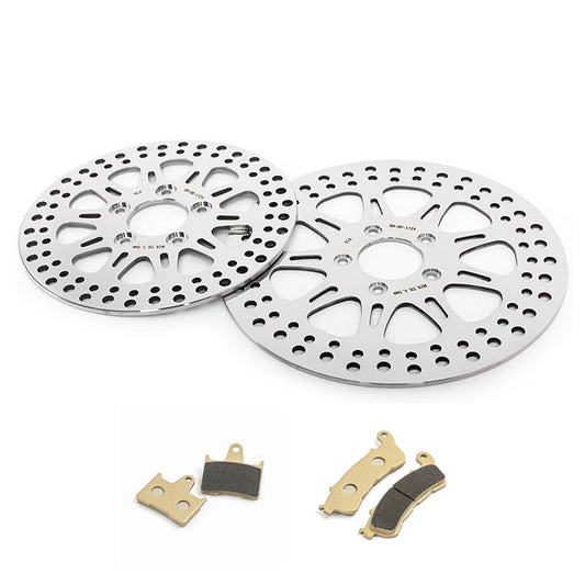 For Harley Sportster XL883L XL1200T SuperLow / XL1200C Custom / XL1200X Forty Eight 2014-2023 11.8 Front 10.2 Rear Brake Rotors Pads