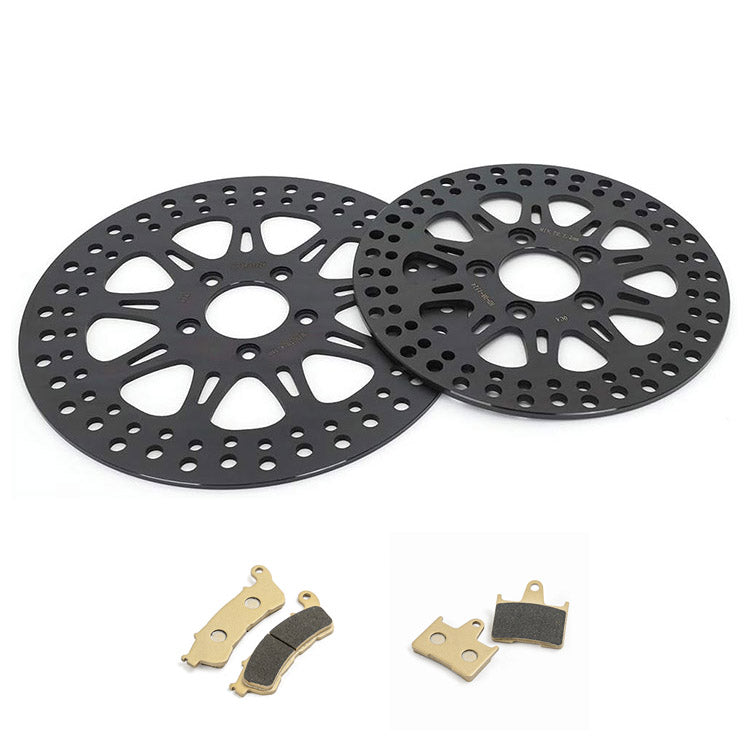 For Harley Sportster XL883N Iron 2014-2018 / XL883R Roadster 2014-2015 / XL1200V Seventy Two 2014-2016 11.8 Front 10.2 Rear Brake Rotors Pads