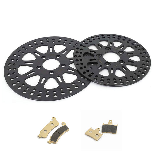 For Harley Sportster XL883N Iron 2014-2018 / XL883R Roadster 2014-2015 / XL1200V Seventy Two 2014-2016 11.8 Front 10.2 Rear Brake Rotors Pads