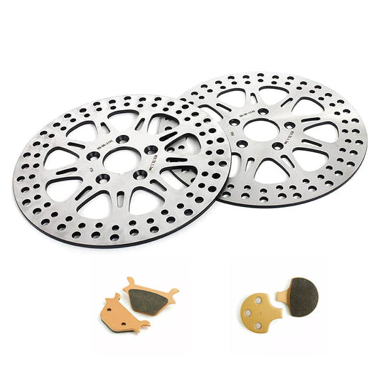 For Harley Davidson Softail FXST FXSTB FXSTC FXSTS FLST FLSTC(Steel Hub) Late 1987-1999 11.5 Inch Front Rear Brake Rotors Pads
