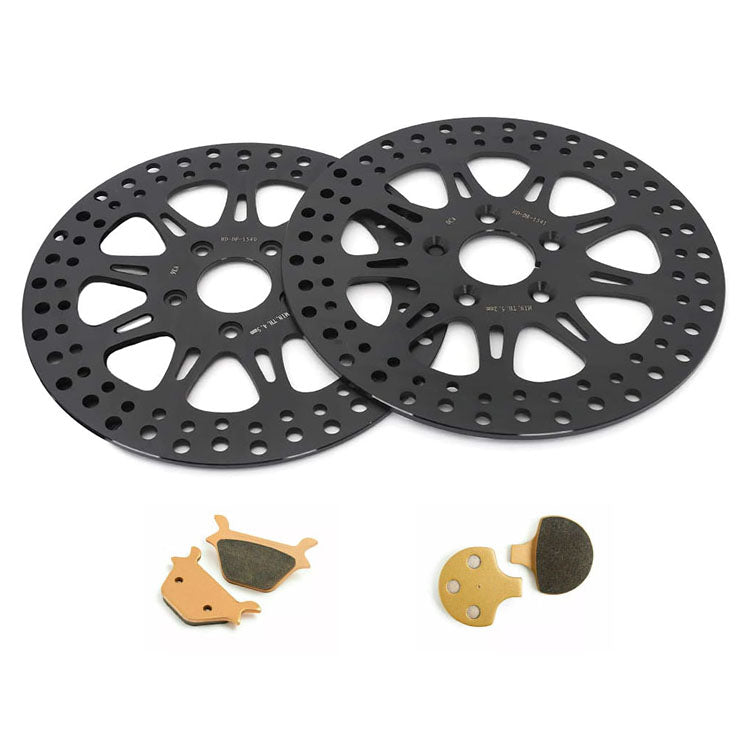 For Harley Sportster XLH883 XLH1100 XLH1200 XLX1100 (Steel Hub) Late 1987-1999 11.5 Inch Front Rear Brake Rotors Pads