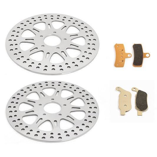 For Harley FXDB Street Bob 2008-2023 / FXDC Super Glide Custom 2008-2014 / FXDL LOW Rider 2008-2009 11.8 Front 11.5 Rear Brake Rotors Pads