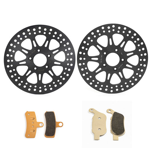 For Harley Dyna FXDWG Wide Glide 2008 / FXDWGI Wide Glide 2008-2020 11.8 Front 11.5 Rear Brake Rotors Pads