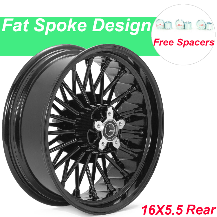 17" 18" 21" Front / 16" 17" Rear Dual Disc Fat Spoke Wheels for Harley Touring / Dyna / Softail