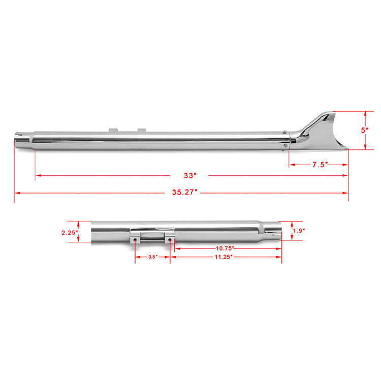 33" / 36" Fishtail Exhaust Slip On Mufflers Dual for Harley-Davidson Softail 2007-2017