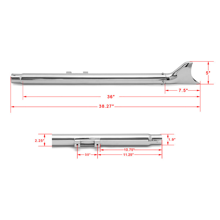 33" / 36" Fishtail Exhaust Slip On Mufflers Dual for Harley-Davidson Softail 2007-2017