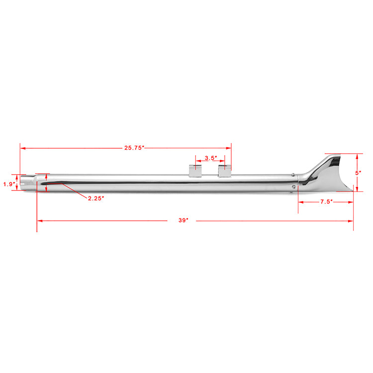 33" 36" 39" 42" Fishtail Mufflers Exhaust Pipes Dual for Harley-Davidson Touring Electra Glide / Street Glide / Road Glide / Road King / Tour Glide 1995-2016