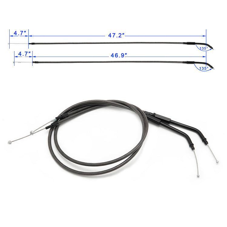 31.5- 51.2 Inch Stainless Steel Throttle Cable for Harley Dyna Softail Sportster Touring Models