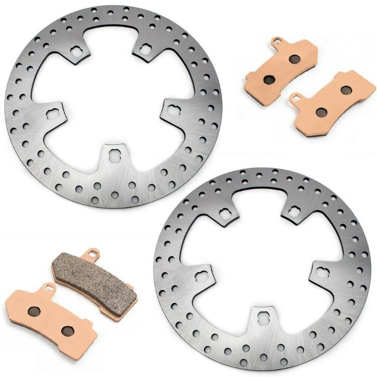 2pcs Front Brake Disc Rotors with Pads for Harley Touring Road King / Electra Glide / Street Glide / Road Glide 2014-2023