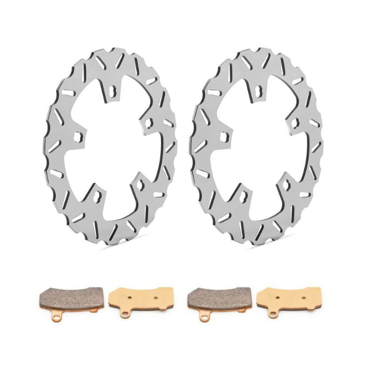 2pcs Front Brake Disc Rotors with Pads for Harley Touring Road King / Electra Glide / Street Glide / Road Glide 2014-2023