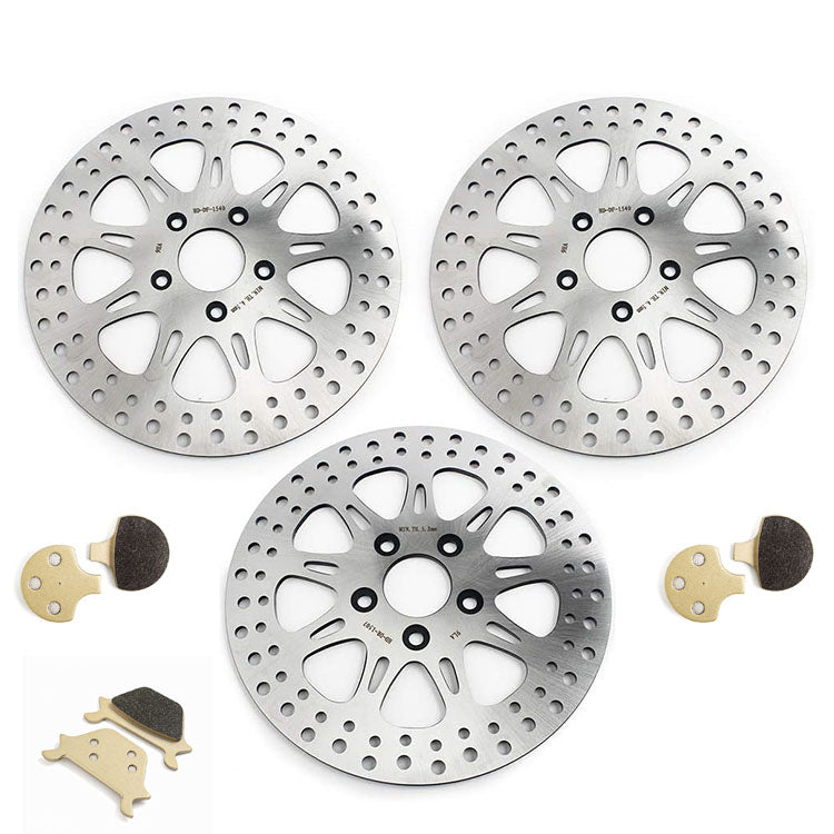 For Harley Davidson Dyna FXD FXDL FXDWG FXR FXRS FXRT FXRD FXLR Late 1987-1999 11.5 Inch Front Rear Brake Rotors Pads