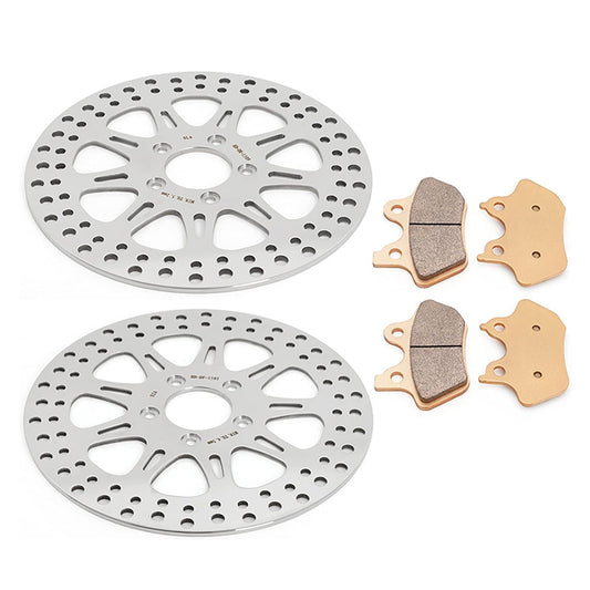 For Harley Davidson FLSTN FLSTNI Softail Deluxe 2005-2007 / FLSTF FLSTFI Fat Boy 2000-2006 11.5 Front Rear Brake Rotors Pads