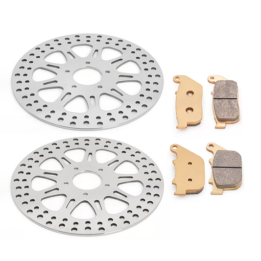 For Harley Davidson Sportster XL883C Custom / XL883L Low / XL1200C Custom 2004-2010 11.5 Inch Front Rear Brake Rotors Pads