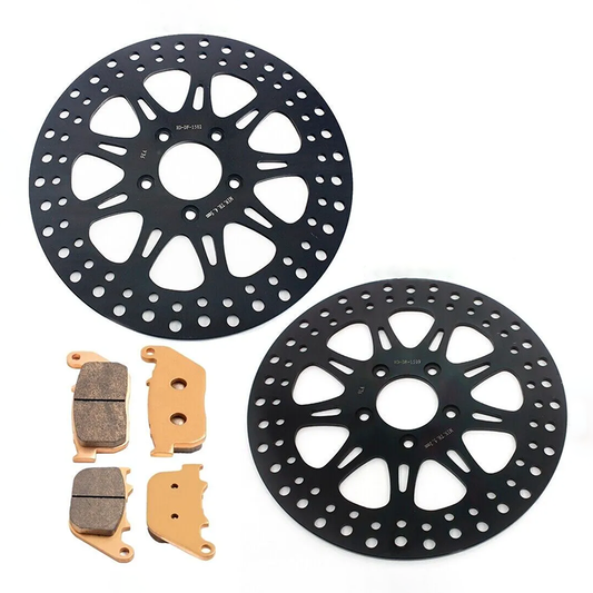 For Harley Davidson Sportster XL883C Custom / XL883L Low / XL1200C Custom 2004-2010 11.5 Inch Front Rear Brake Rotors Pads