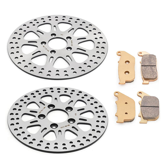 For Harley Davidson Sportster XL883L Superlow / XL883N Iron 2011-2013 / XL1200L Low 2007-2011 11.5 Front 10.2 Rear Brake Rotors Pads