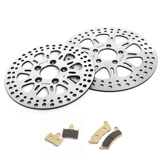 For Harley Sportster XL883L XL1200T SuperLow / XL1200C Custom / XL1200X Forty Eight 2014-2023 11.8 Front 10.2 Rear Brake Rotors Pads