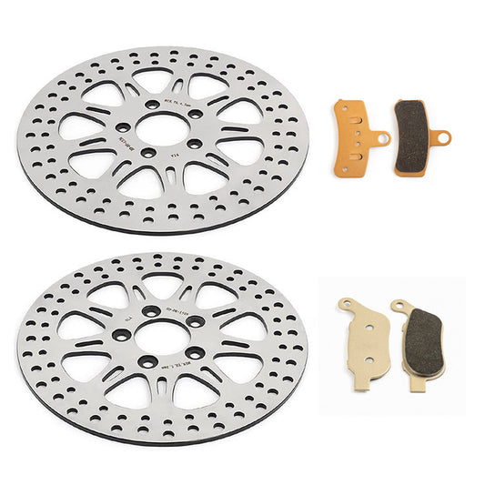 For Harley Dyna FXDWG Wide Glide 2008 / FXDWGI Wide Glide 2008-2020 11.8 Front 11.5 Rear Brake Rotors Pads
