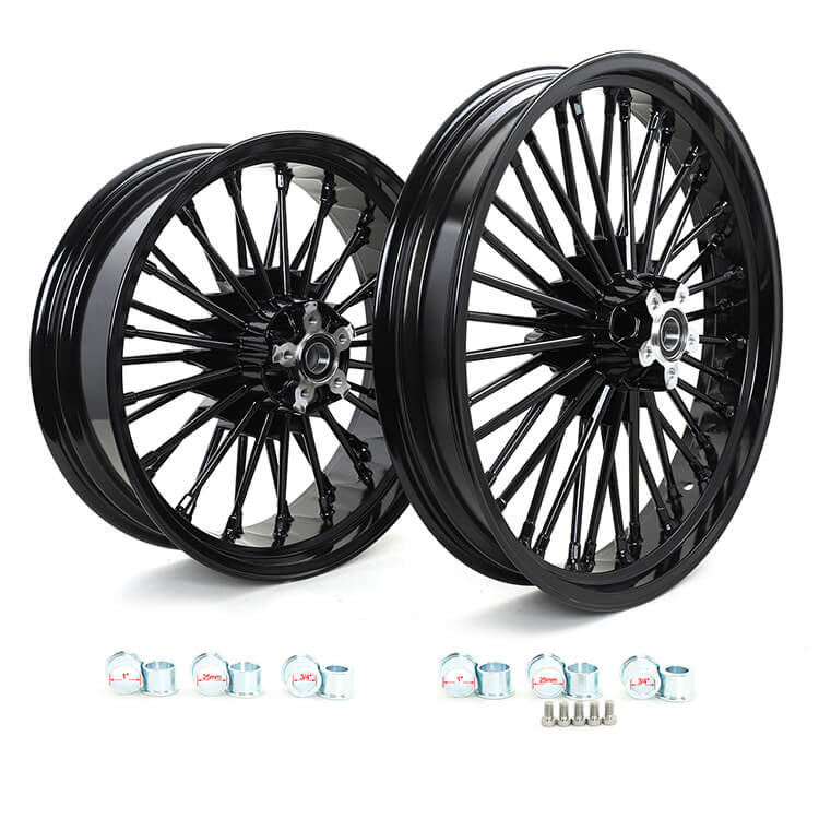 17" 18" 21" Front / 16" 17" Rear Dual Disc Fat Spoke Wheels for Harley Touring / Dyna / Softail
