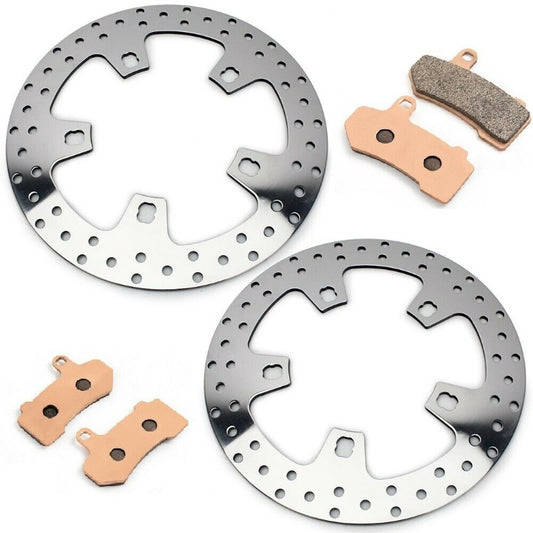 2pcs Front Brake Disc Rotors with Pads for Harley Touring Road King / Electra Glide / Street Glide / Road Glide 2014-2023