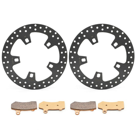 2pcs Front Brake Disc Rotors with Pads for Harley Touring Road King / Electra Glide / Street Glide / Road Glide 2014-2023